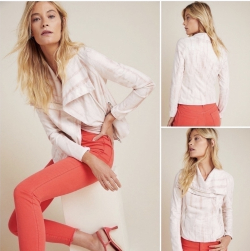Blank NYC Moto Jacket Faux Suede Light Pink Small